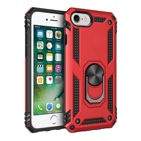 Wholesale iPhone SE2020 / 8 / 7 Tech Armor Ring Grip Case with Metal Plate (Red)